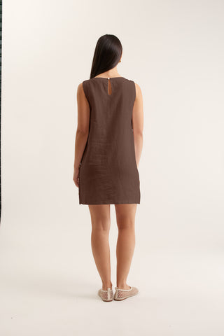 Lola Linen Dress In Choc