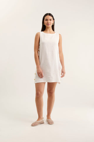 Lola Linen Dress In White