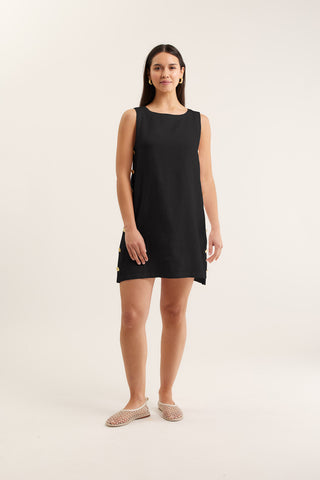Lola Linen Dress In Black