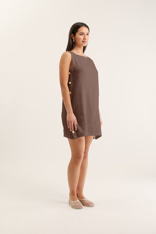 Lola Linen Dress In Choc