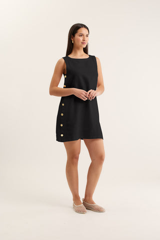 Lola Linen Dress In Black