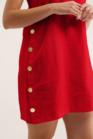 Lola Linen Dress In Red