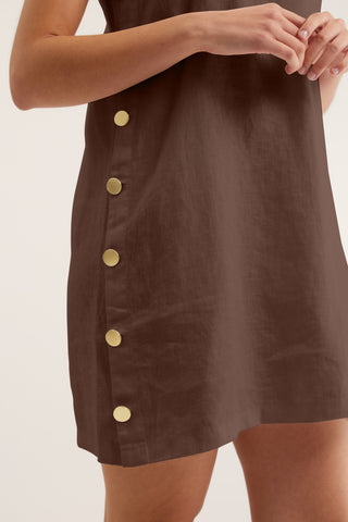 Lola Linen Dress In Choc