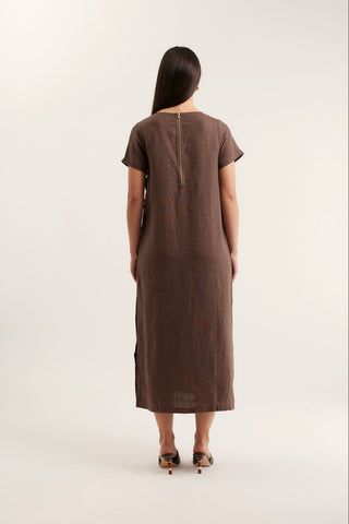 Louie Linen Dress In Choc