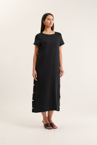 Louie Linen Dress In Black