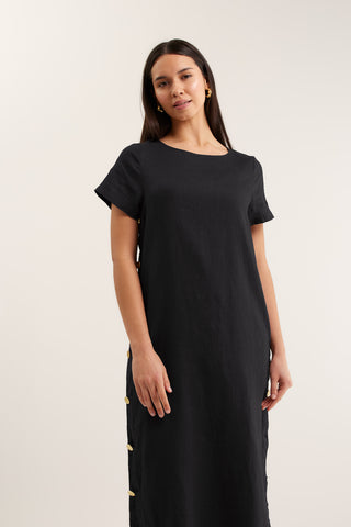 Louie Linen Dress In Black