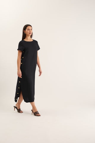 Louie Linen Dress In Black