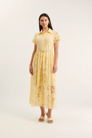 Heidi Lace Dress In Lemon