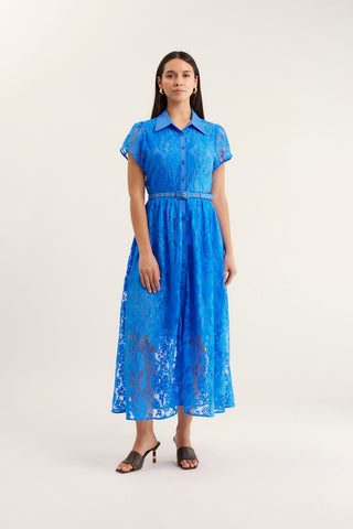 Heidi Lace Dress In Cornflower