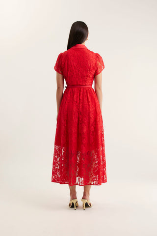Heidi Lace Dress In Red