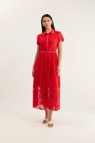 Heidi Lace Dress In Red