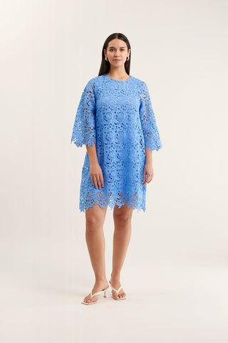 Claire Lace Dress In Cornflower