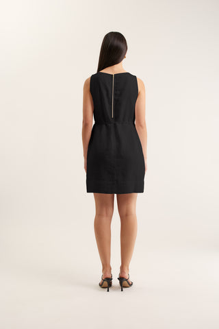 Rommy Linen Dress In Black