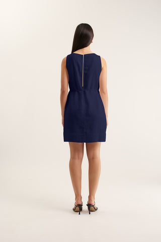 Rommy Linen Dress In Navy