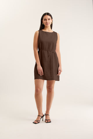 Rommy Linen Dress In Choc