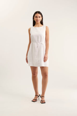 Rommy Linen Dress In White