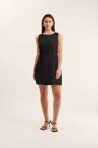 Rommy Linen Dress In Black