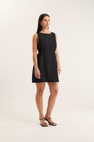Rommy Linen Dress In Black