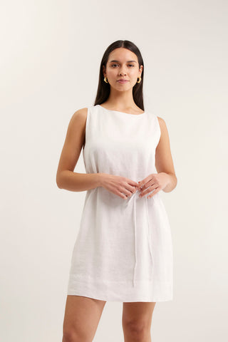 Rommy Linen Dress In White