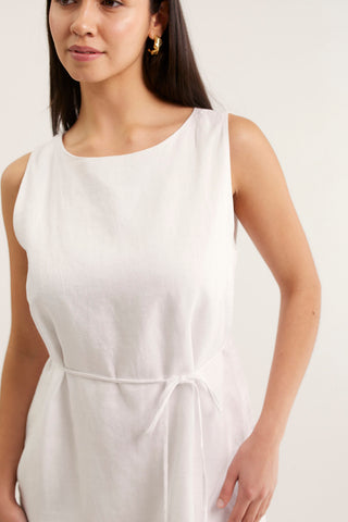 Rommy Linen Dress In White
