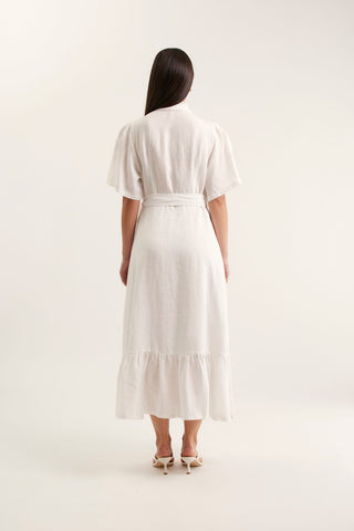 Emma Linen Dress In White