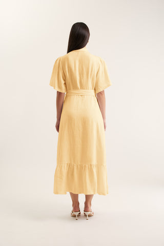 Emma Linen Dress In Lemon