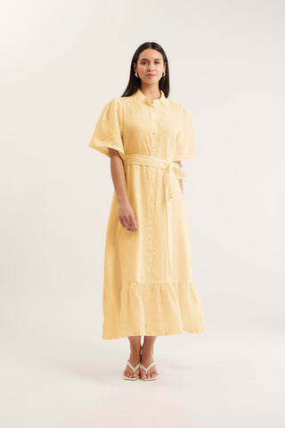 Emma Linen Dress In Lemon