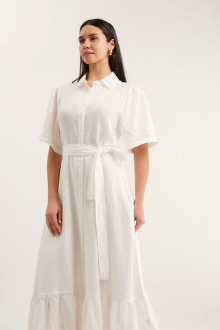 Emma Linen Dress In White
