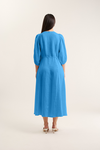 Maya Linen Dress In Cornflower