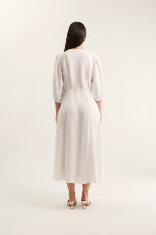 Maya Linen Dress In White