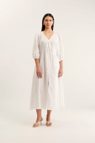 Maya Linen Dress In White