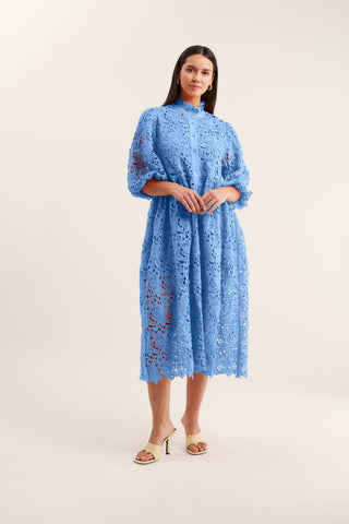 Lume Lace Dress In Cornflower