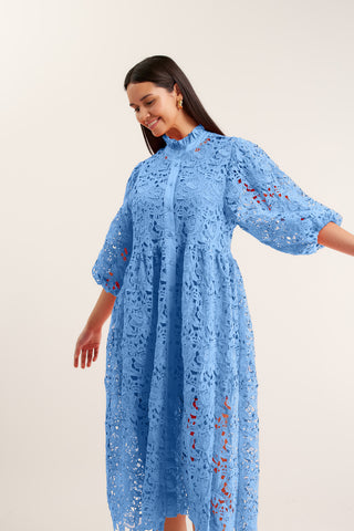 Lume Lace Dress In Cornflower