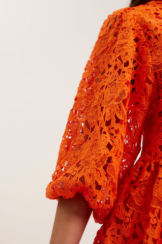 Lume Lace Dress In Tangerine