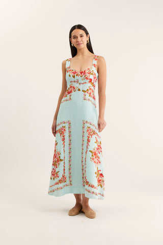 Simmie Linen Dress In Portofino