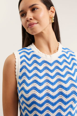 Riva Dress In Cornflower/White