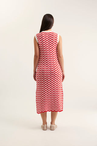 Riva Dress In Red/White