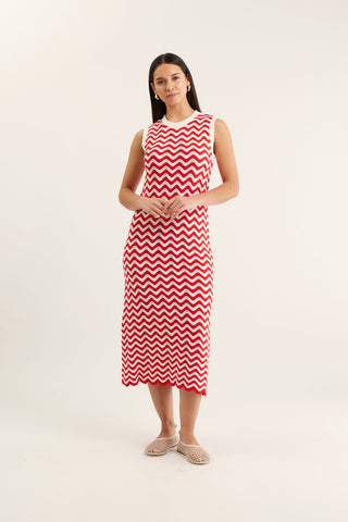 Riva Dress In Red/White