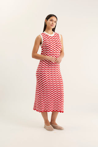 Riva Dress In Red/White