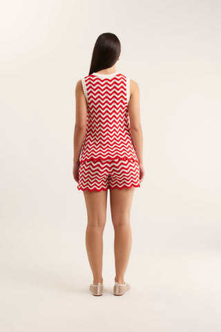 Pearle Top In Red/White