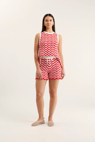 Alba Short In Red/White