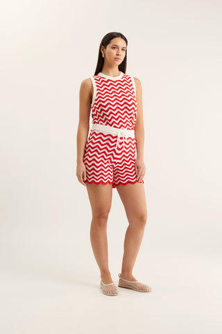 Alba Short In Red/White