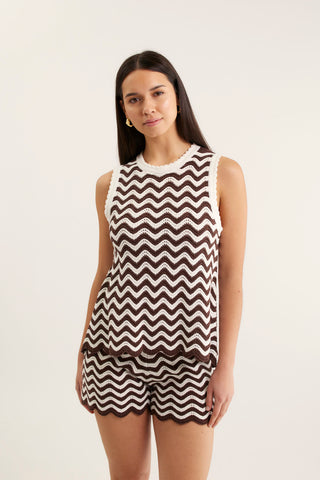 Pearle Top In Choc/Ivory