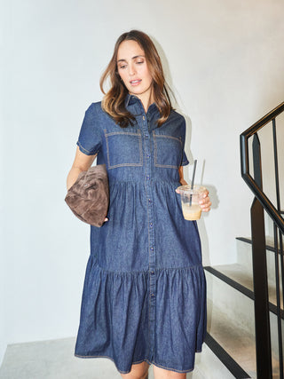 Hazel Dress Classic In Indigo Denim