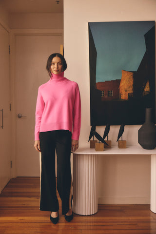 Toastie Merino Cashmere Polo In Lipstick