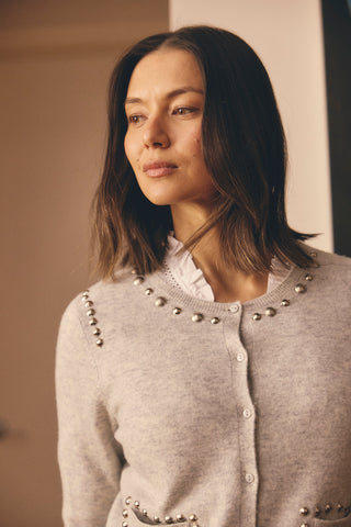 Peridia Merino Cashmere  Cardigan In Mineral Grey