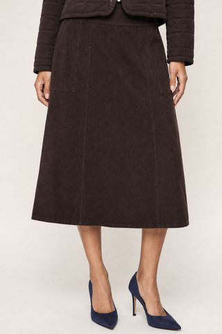 Abbey Skirt In Corduroy Choc