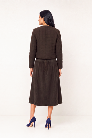 Abbey Skirt In Corduroy Choc