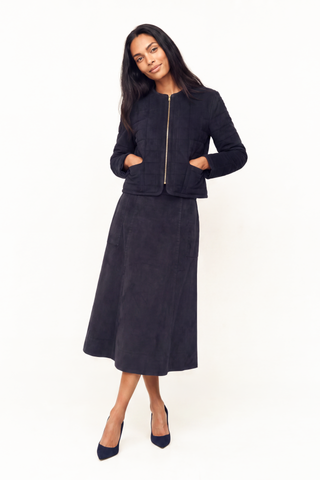 Abbey Skirt In Corduroy Navy