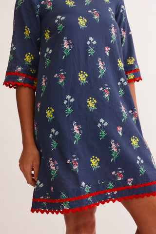 Claire Dress in Navy Lily Print